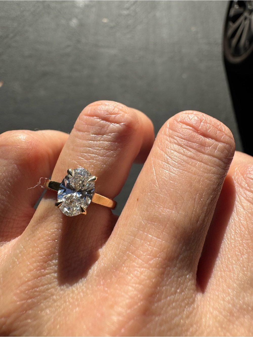 14k Solid Gold Oval Lab Diamond 1.51 carats.